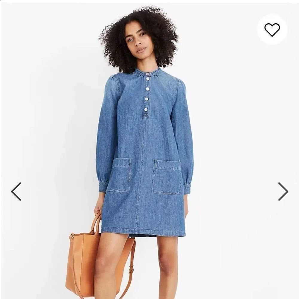 Madewell Denim Patch-Pocket Popover Shirtdress Size Small